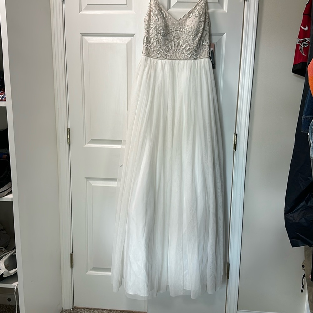 Adrianna Papell Ivory Maxi Dress with Embellished Bodice